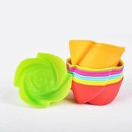 Candy-Colored Rose-Shaped Egg Tart Mold Silicone Baking Mold Cake Mold 12Pcs N2