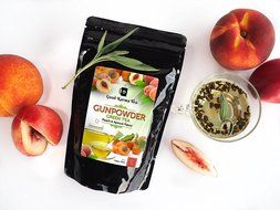 Good Karma Tea Gunpowder Peach Apricot Green Tea, 4 oz N4
