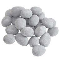 Set of 24 Ceramic Pebbles for Firepit or Fireplaces in Gray