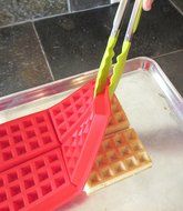 chef habitu&eacute;- Silicone Waffle Baking Molds Set - Includes 2 Red Waffle Molds with 8 Waffles Cavities, Multi-Color... N7