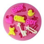 FOUR-C Silicone Cup Cake Mold Boy Girl and Baby Sugarpaste Mould Color Pink