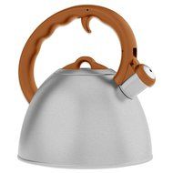 Remedy Metro 1.5-Quart Brushed Stainless Steel Tea Kettle with Orange Handle