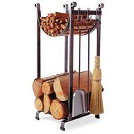Enclume Sling Log Rack with Fireplace Tools, Hammered Steel