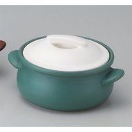 Casserole utw675-19-524 [6 x 4.6 x 3 inch] Japanece ceramic Casserole with dark green lid tableware