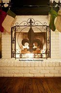 Fireplace Fleur De Lis Screen Tri Fold - Metal - Heavy - Home D&eacute;cor - Fire -