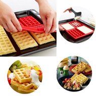 Safety 4-Cavity Waffles Cake Chocolate Pan Silicone Mold Baking Mould Kitchen