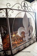 Fireplace Fleur De Lis Screen Tri Fold - Metal - Heavy - Home D&eacute;cor - Fire - N2