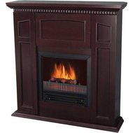 Electric Fireplace with 36&quot; Mantle and Storage, Chestnut with Attractive Panel Design with a Deep Chestnut Finish