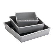 Cake Boss Professional Nonstick Bakeware 3-Piece Square Cake Pan Set, Silver N2