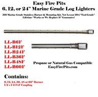 LL-B48F 316 Marine Grade Stainless 48&quot; Propane/ Natural Gas Log Lighter; Lifetime Warranted from EasyFirePits.com N2