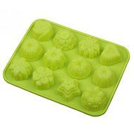 "Yellow Multipurpose 12 Holes Flowers Silicone Cake Mold Ice Cream Mold Jelly Pudding Mold Chocolate Mold" shopping