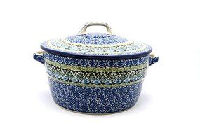 Polish Pottery Baker - Round Covered Casserole - Tranquility