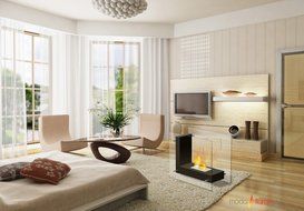 Moda Flame Arta Ventless L Shaped Bio Ethanol Fireplace in Black N2