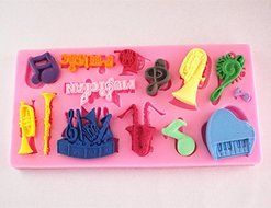 Longzang Musical Instrument Art Deco Silicone Mold Sugar Craft DIY Gumpaste Cake Decorating Clay