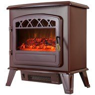 Golden Vantage 20" Freestanding Portable 1500W Adjustable 5200 BTU 2 Setting Tempered Glass Electric Fireplace... N7