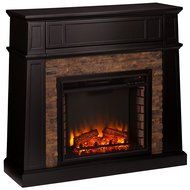 Southern Enterprises Crestwick Faux Stone Electric Media Fireplace Black