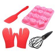 Food Grade Silicone Bakeware Set - Silicone Baking Molds, Silicone Spatula, Silicone Gloves &amp; Silicone Whisk -...
