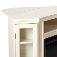 Electric Fireplace TV Stand Heater Corner Or Flat Free Standing Console Media Wooden Entertainment Center (Ivory) N7