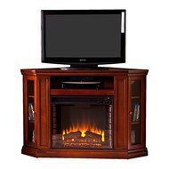 Electric Fireplace TV Stand Heater Corner Or Flat Free Standing Console Media Wooden Entertainment Center (Ivory) N8