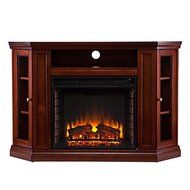 Electric Fireplace TV Stand Heater Corner Or Flat Free Standing Console Media Wooden Entertainment Center (Ivory) N9