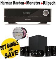 Harman Kardon AVR-1510S 5.1 Audio/Video Receiver + Klipsch HDT-600 Home Theater System + Monster - Platinum XP... N2