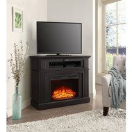 Black Whalen Sumner Corner Electric Fireplace Media Console For TV's Up To 45" And 100 LBS N4