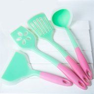 Silicon Spatula With Long Hand Grip Non-Stick Kitchen Necessary Cookware Parts Household.
