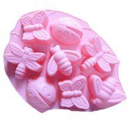 JLHua 2 PCS Insect Silicone Cake Chocolate Mold Pan-Lady Bugs,Butterflies,Bees and Dragonflies,Random Color