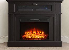 Black Whalen Sumner Corner Electric Fireplace Media Console For TV's Up To 45" And 100 LBS N8