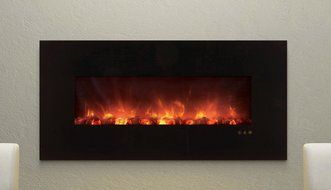 Modern Flames CLX Series Wall Mount/Built-in Electric Fireplace with Black Glass Front, 100-Inch N4