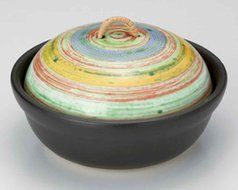 Kasuri for 1-2 persons 6.1inch Donabe Japanese Hot pot Black Ceramic Made in Japan