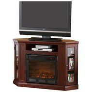 Electric Fireplace TV Stand Heater Corner Or Flat Free Standing Console Media Wooden Entertainment Center (Ivory) N15