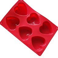 6 Love Heart Silicone Cake Mold Pan 10.5&quot;x7.1&quot;x1.2&quot; Color At Random