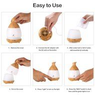 Essential Oil Diffuser,MINO ANT 120ML Mini Wood Grain Cool Mist Ultrasonic Air Aroma Humidifier With LED 7 Color... N2