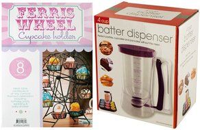 Ferris Wheel Cupcake Holder Bundle With Batter Dispenser Squeeze Handle