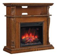 Corinth Wall or Corner TV Stand w/ 23" IR Qtz. Fireplace, Premium Oak