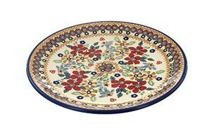 Polish Pottery Red Daisy Dessert Plate