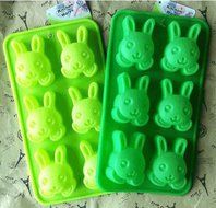 Green Silicone Ice Cube Tray Molds Rabbit Shape Easy Release Cake Chocolate Handmade Soap Mold Moulds Kitchen...