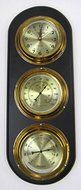 Weather Station Clock Brass &amp; Rose Wood Barometer &amp; Clock Hygro Thermometer