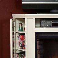 Electric Fireplace TV Stand Heater Corner Or Flat Free Standing Console Media Wooden Entertainment Center (Ivory) N17