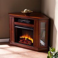 Electric Fireplace TV Stand Heater Corner Or Flat Free Standing Console Media Wooden Entertainment Center (Ivory) N19