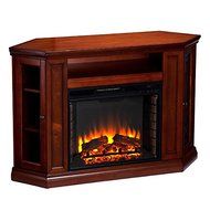 Electric Fireplace TV Stand Heater Corner Or Flat Free Standing Console Media Wooden Entertainment Center (Ivory) N20