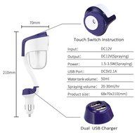 Car Air Humidifier and Aromatherapy Essential Oil Diffuser with Dual USB Purple N2