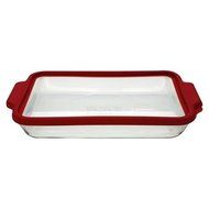 NEW Anchor 3 Quart Oblong Glass Baking Pan with Lid - Clear/Red