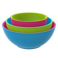 Fit &amp; Fresh 3-Piece Chilled Freezable Serving Bowls with Lids - Multi-Colored