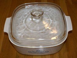 Vintage Large Corning Ware Cornflower Blue Glass 4 Quart Casserole Baking Dish Dutch Oven w/ Lid N2
