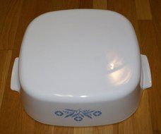 Vintage Large Corning Ware Cornflower Blue Glass 4 Quart Casserole Baking Dish Dutch Oven w/ Lid N4