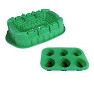 Baking Set Dessert Silicone Sports Cupcake Pan and Cake Mold Stadium Arena Kitchen DIS-16-17 2-Piece, Green