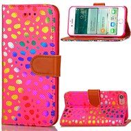 Iphone 7 Plus Wallet Shell Case,Yaheeda[Credit Card Slot] Colorful Shiny Sparkle Polka Dolt Pattern Gold Gilding...