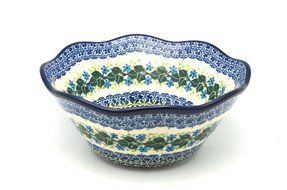 Polish Pottery Bowl - Curvy Edge - 8&quot; - Ivy Trail